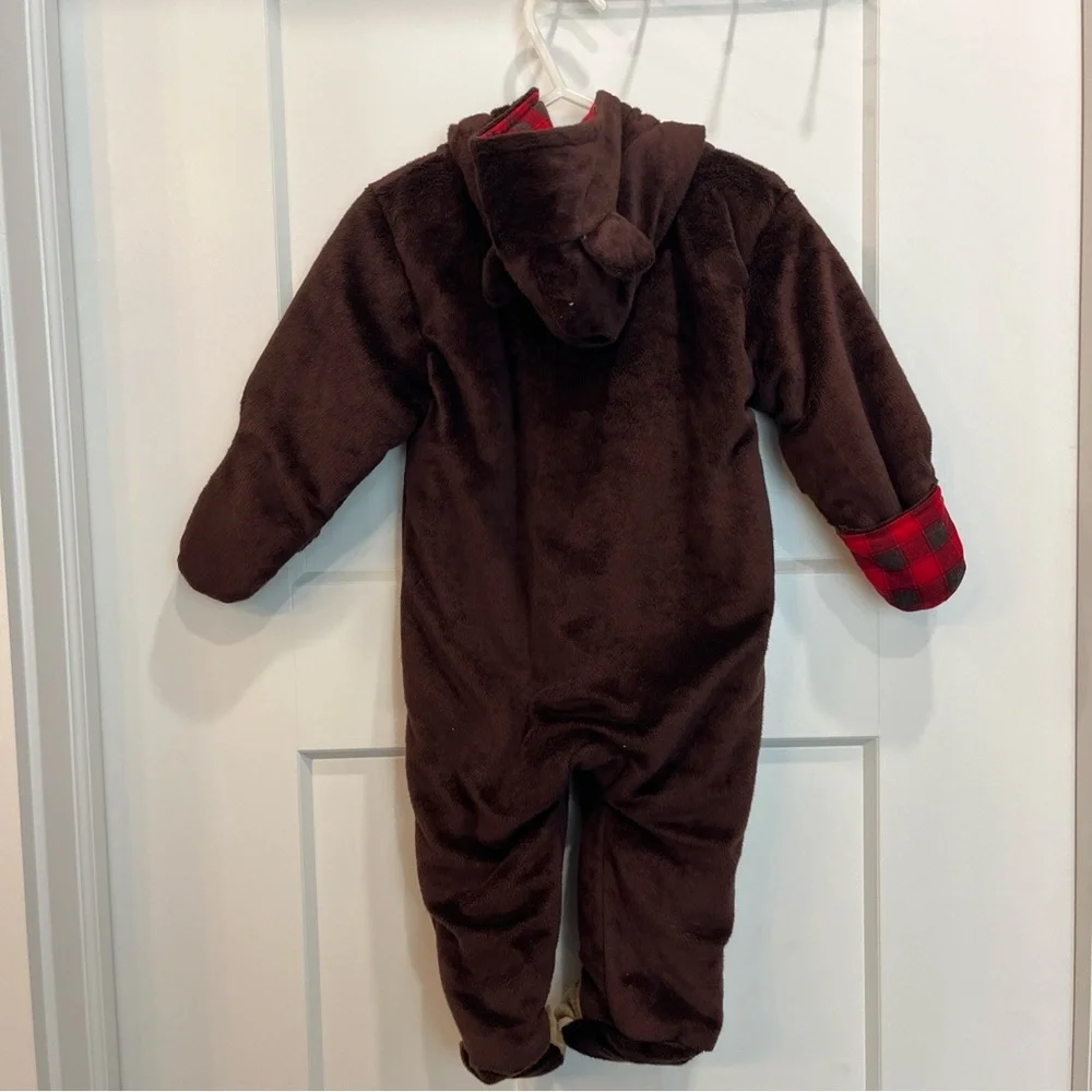 Carters Just One You Size 9 Month Monkey Baby Full Zip Hooded Winter‎ One-Piece
